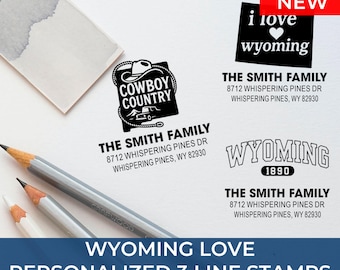Classic Wyoming Address Stamp Housewarming Gift: 25+ Design Styles