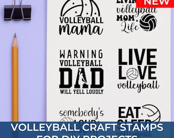 Volleyball Craft Stamps Artisan Made – Ball, Net, Team & Motivational Sayings for Scrapbooking, Card Making and DIY Art Projects