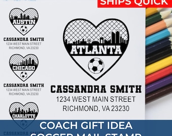 Personalized Soccer Address Exclusive Design Stamp with Custom Soccer Ball Design – Perfect Gift for Coaches, Teams & Soccer Enthusiasts