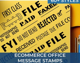 Home Office Accessories, eCommerce Shop Stamps, Received, File, Confirmation, Credit, COD, Cancelled, Draft, Cash, Confidential, Important