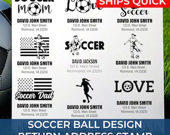 Unique Soccer Ball Professional Grade Address Stamp with Dynamic Player Silhouette – Great for Soccer Fans, Coaches, and Team Spirit