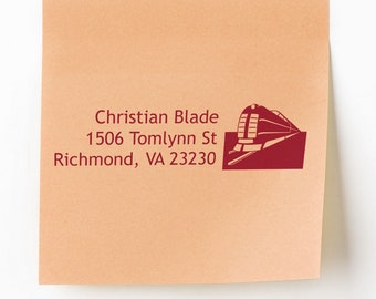 Speeding Train Custom Address Ink Stamp - Personalized Stamp