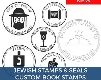 Hebrew Custom Book Stamps & Embossing Seal, Star of David