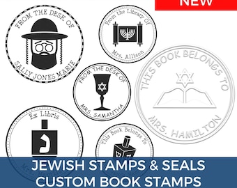 Hebrew Custom Book Stamps & Embossing Seal, Star of David