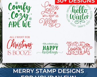 Holiday Scrapbooking Stamps Unique with Santa, Snowmen and Christmas Wishes – Great for DIY Cards, Gift Tags & Seasonal Crafts