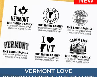 Custom Vermont Address Stamp Housewarming Gift: 25+ Design Styles
