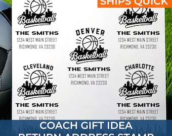 Basketball Team Address Custom Stamp with Custom Name & Address – Great Gift for Players, Coaches, and Fans to Celebrate Team Pride
