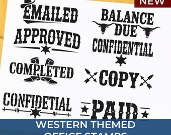 Western Office Stamps Custom Self-Inking Stamp for Desk, Unique Due Stamp for Business, Personalized Office Supplies
