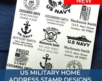 Custom Veteran Military Return Stamp, Personalized Address Stamps, Patriotic Address Stamp Gift, Army Navy Marine Corps Air Force
