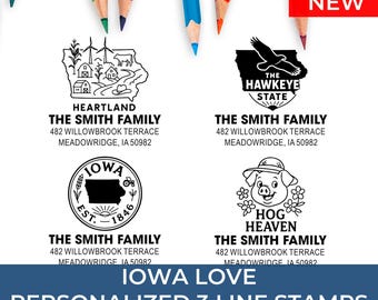 Custom Iowa Address Stamp Housewarming Gift: 25+ Design Styles