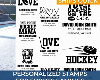 Customized Hockey Rink Address Stamp for Coaches, Teams, and Enthusiasts, Personalized Stamp, Custom 3 Line Stamper