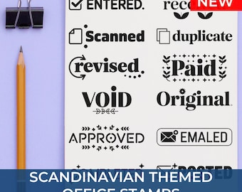 Scandinavian Modern Office Stamps, Unique Desk Accessories, Past Due Stamp, Minimalist Void Stamp, Professional Stationery Set
