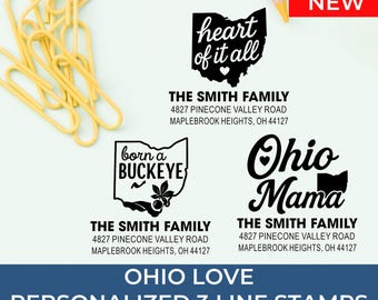 Custom Ohio Address Stamp Housewarming Gift For Small Business: 25+ Design Styles
