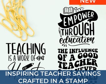 Apple & Book Professional Grade Themed Teacher Stamps – Motivational Rubber Stamps for Scrapbooking, Grading and Classroom Feedback