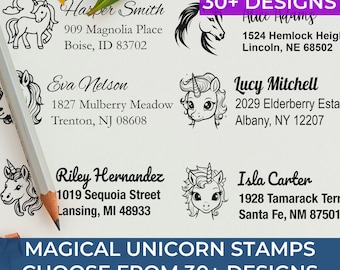 Magical Unicorn Personalized Address Stamp - Custom Stamp