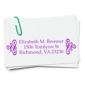 Personalized Flourish Embellishment Return Address Rubber Ink Stamp | Customized Envelope Decorative Stamper For Christmas Cards