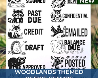 Woodland Office Stamp Personalized, Cute Office Stamps for Teachers, Custom Credit Stamp for Grading, Fun Desk Supplies Gift