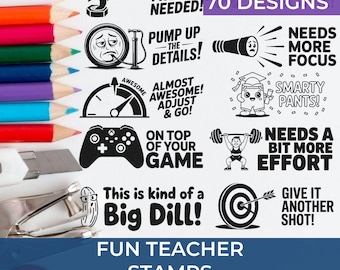 Positive Reinforcement Stamp for Teachers | English Teacher Stamp for Grading | Fun Missing Work Stamp for Classroom Feedback