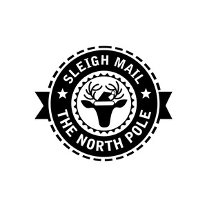 Sleigh Mail The North Pole collectible stamp with reindeer design, perfect for fast shipping needs. Ideal for mailing supplies, this unique ink pad accessory adds a festive touch to your holiday correspondence.