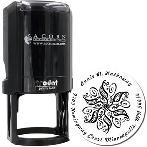 Unique address stamp featuring a personalized rubber stamp design, perfect for adding a special touch to Christmas cards. Ideal for creating a custom address stamp for holiday greetings and personal correspondence.