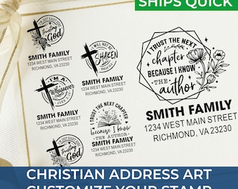 Christian Wedding Address Trending Stamp – Custom Cross, Bible Verse, Personalized Return Address, Religious Gift, Self Inking