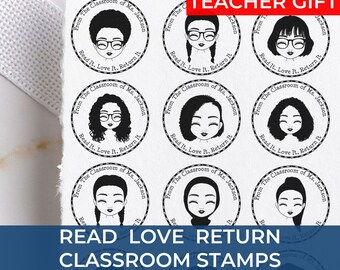 Personalized Teacher Library Stamp | Custom Classroom Stamp