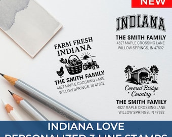 Chic Indiana Self-Inking Address Stamp: 25+ Design Styles