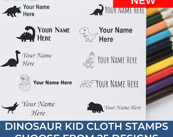 Self-Inking Fabric Stamp & Jurassic Dinosaur Kids Name Stamp