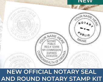 Custom Notary Seal Embosser and Stamp Kit | Personalized State-Specific Notary Seal | Desk and Soft Seal Options | Notary Public