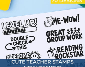 Animal Teacher Stamp Personalized | Excellent Stamp for Grading | Unique Teacher Gift for Classroom | Custom School Supplies