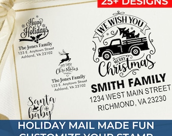 Christmas Ornament Address Professional Grade Stamp – Personalized Custom Self-Inking Return Address for Holiday Cards, Christmas Card