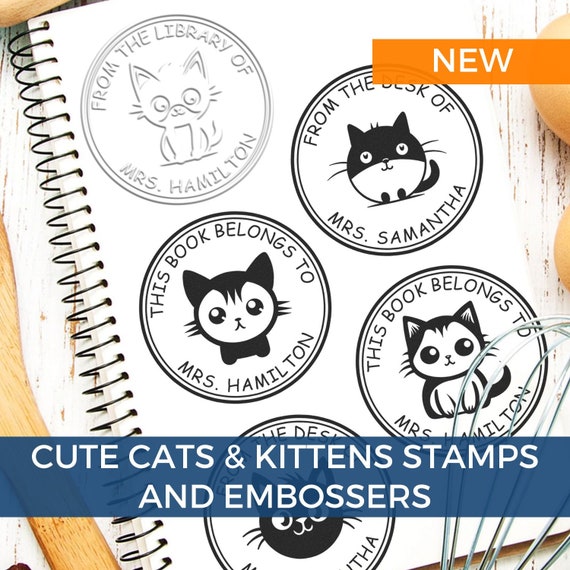 Cat Self Inking Book Stamp