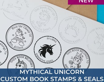 Customized Unicorn Library Stamp - Personalized Stamp
