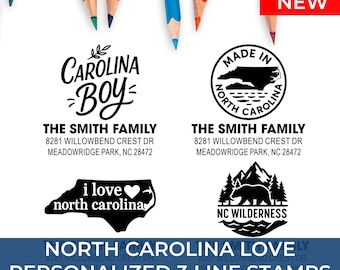 Simple North Carolina Address Stamp Minimalist Style: 25+ Design Styles