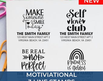 Personalized Encouragement Stamp, 3 Line Custom Rubber Stamp, Custom Text Teacher Stamp, Motivational Message, Self Inking Stamp