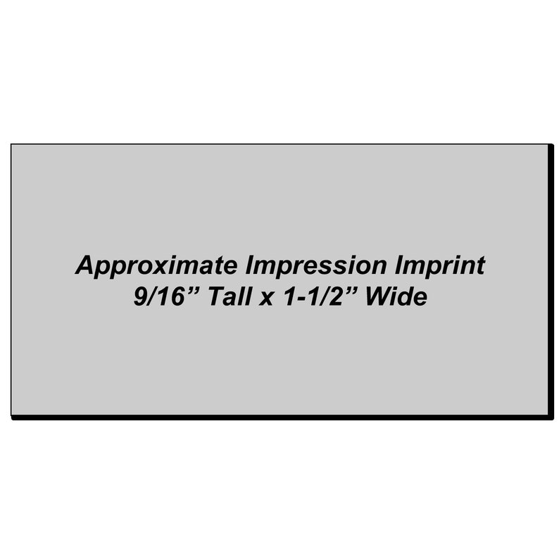 Self-inking stamp for daycare, kids stamp for camp, and self-inking stamp for nursing homes. Features a compact design with an approximate impression imprint size of 9/16 tall x 1-1/2 wide, ideal for labeling personal items efficiently.