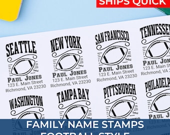 Personalized Football Address Bestseller Stamp – Custom Return Address for Sports Fans, Housewarming Gift, Self-Inking Stamp