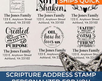 Christian Family Address Trending Stamp – Custom Cross Return Address Stamp – Personalized Religious Gift, Housewarming, Self Inking