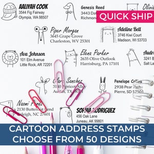 Cute Cartoon Animal Address Stamp - Personalized Name Stamp & Address Stamper, Bear, Dog, Cow, Giraffe, Unicorn, Cat and Panda Animals
