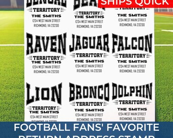 Personalized Football Team Address Stamp - Custom Sports Fan Gift for Housewarming and Tailgates