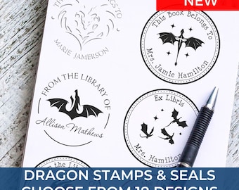 Personalized Dragon Book Embosser - Self-Inking Stamp