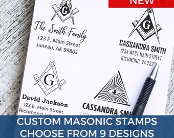 Masonic Address Stamps | Self Inking Stamp or Pre Ink Stamp