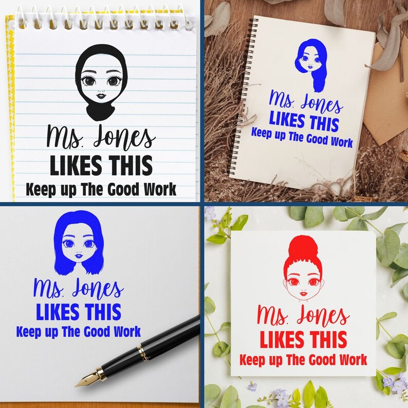 Personalised gift idea for teachers featuring classroom reward stamps. Perfect for teacher recognition gifts and enhancing teacher desk accessories. Ideal for motivating students with custom messages.