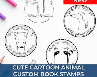 Animal Custom Book Stamps - Personalized Ex Libris Stamps