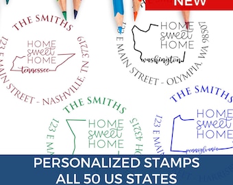 Personalized Home Address Stamp | Round Self-Inking Stamp