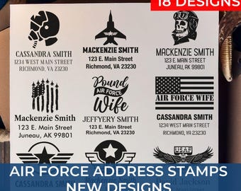 Personalized Veteran Address Stamp, Customized Address Stamps, Army Navy Marine Corps Air Force Theme, Custom Military Rubber Stamp