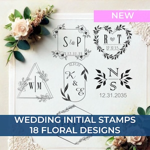Stamp Wedding, Save the Date Stamps for Wedding, Custom Stamp, Wedding Monogram Stamp, Floral Design, Perfect for Wedding Gift, Bridal Gift