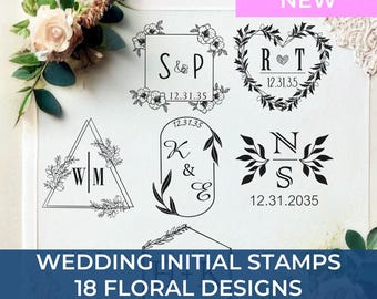 Stamp Wedding, Save the Date Stamps for Wedding, Custom Stamp, Wedding Monogram Stamp, Floral Design, Perfect for Wedding Gift, Bridal Gift