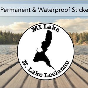 North Lake Leelanau MI Lake Sticker | 3.5&quot; Round Die Cut | Permanent Adhesive Waterproof 3M Vinyl