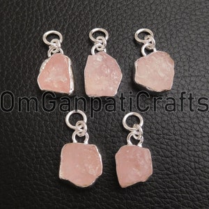 Pendentif en argent sterling 925 avec quartz rose brut, bijoux pendentifs en argent, pendentif en argent brut, pendentif en quartz rose rose, pendentif en quartz rose brut